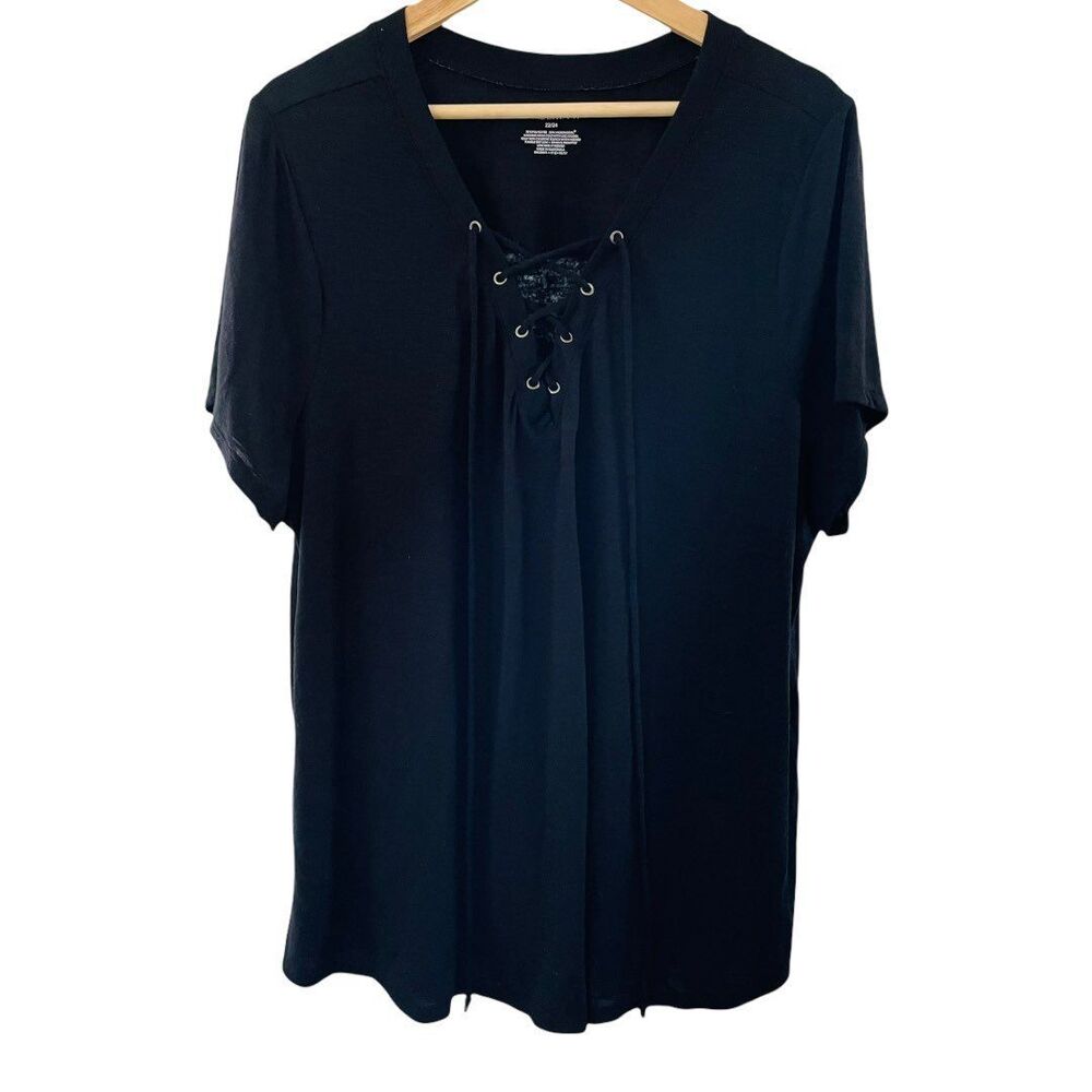 Lane Bryant upcycled black Top 22/24